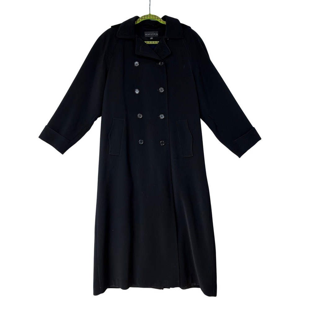 Gallery Black Double-Breasted Trench Coat